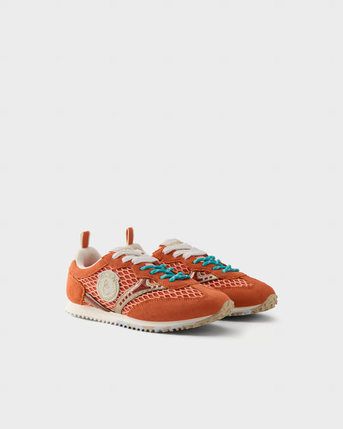 Sneakers in suede e rete traforata