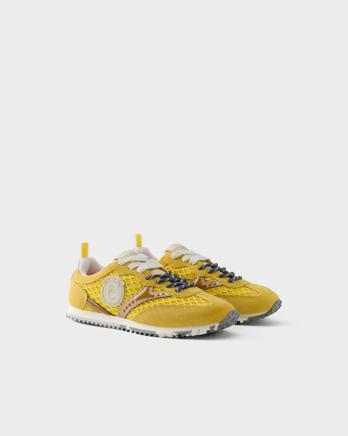 Sneakers in suede e rete traforata