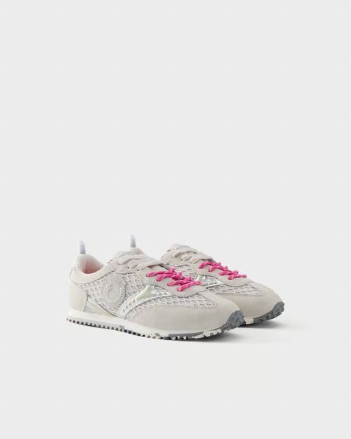 Sneakers in suede e rete traforata