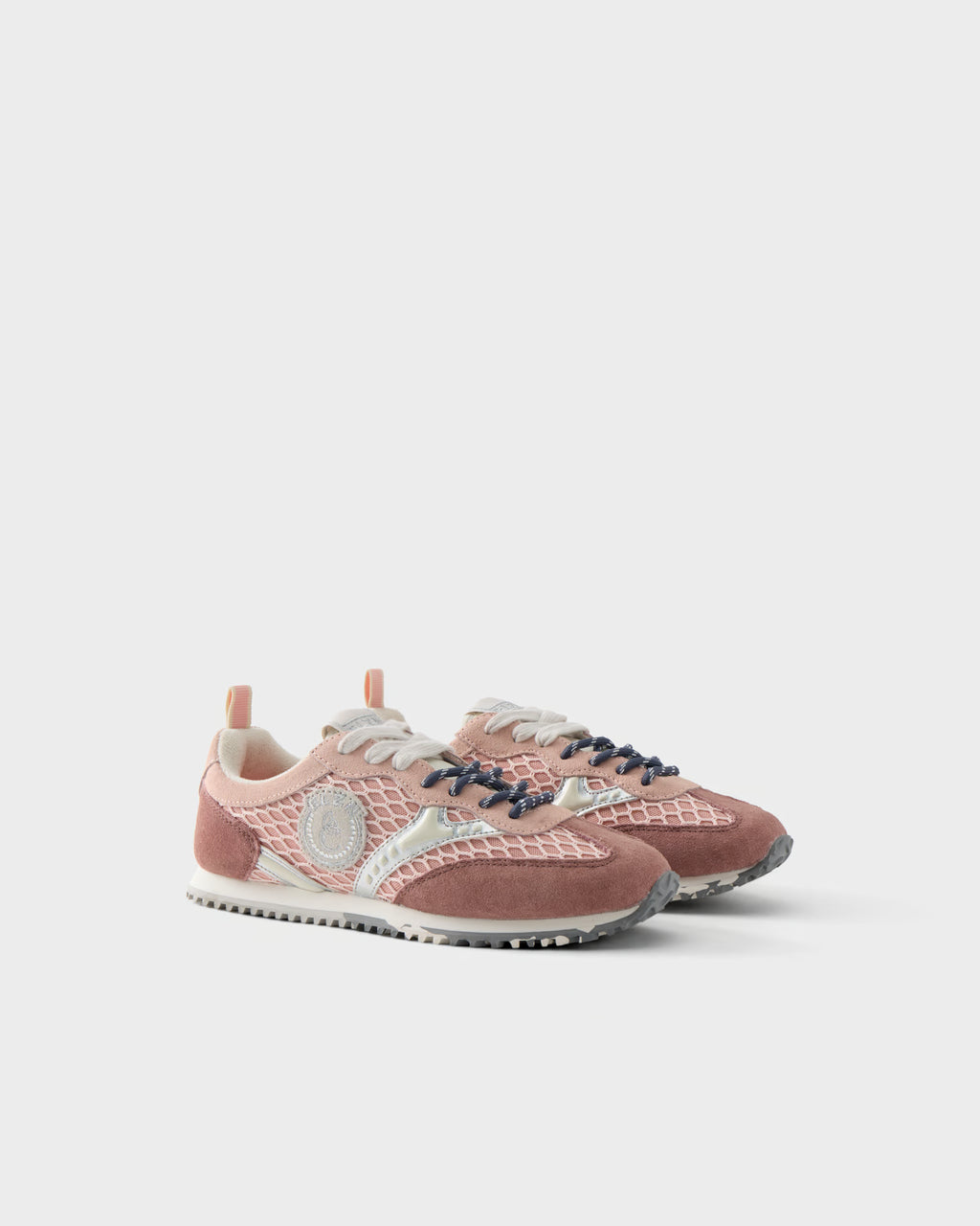 Sneakers in suede e rete traforata
