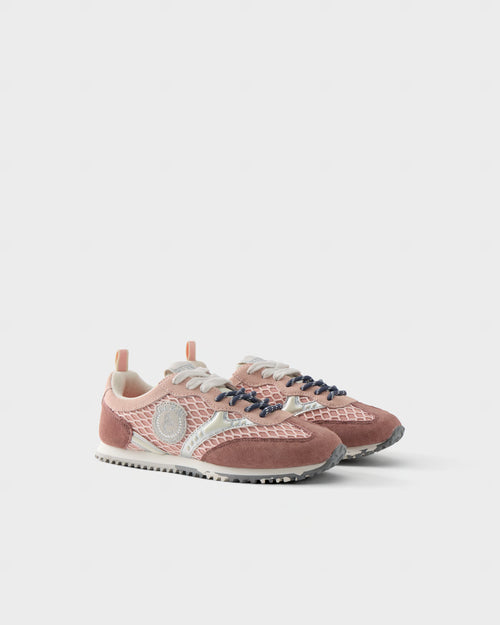 Sneakers in suede e rete traforata