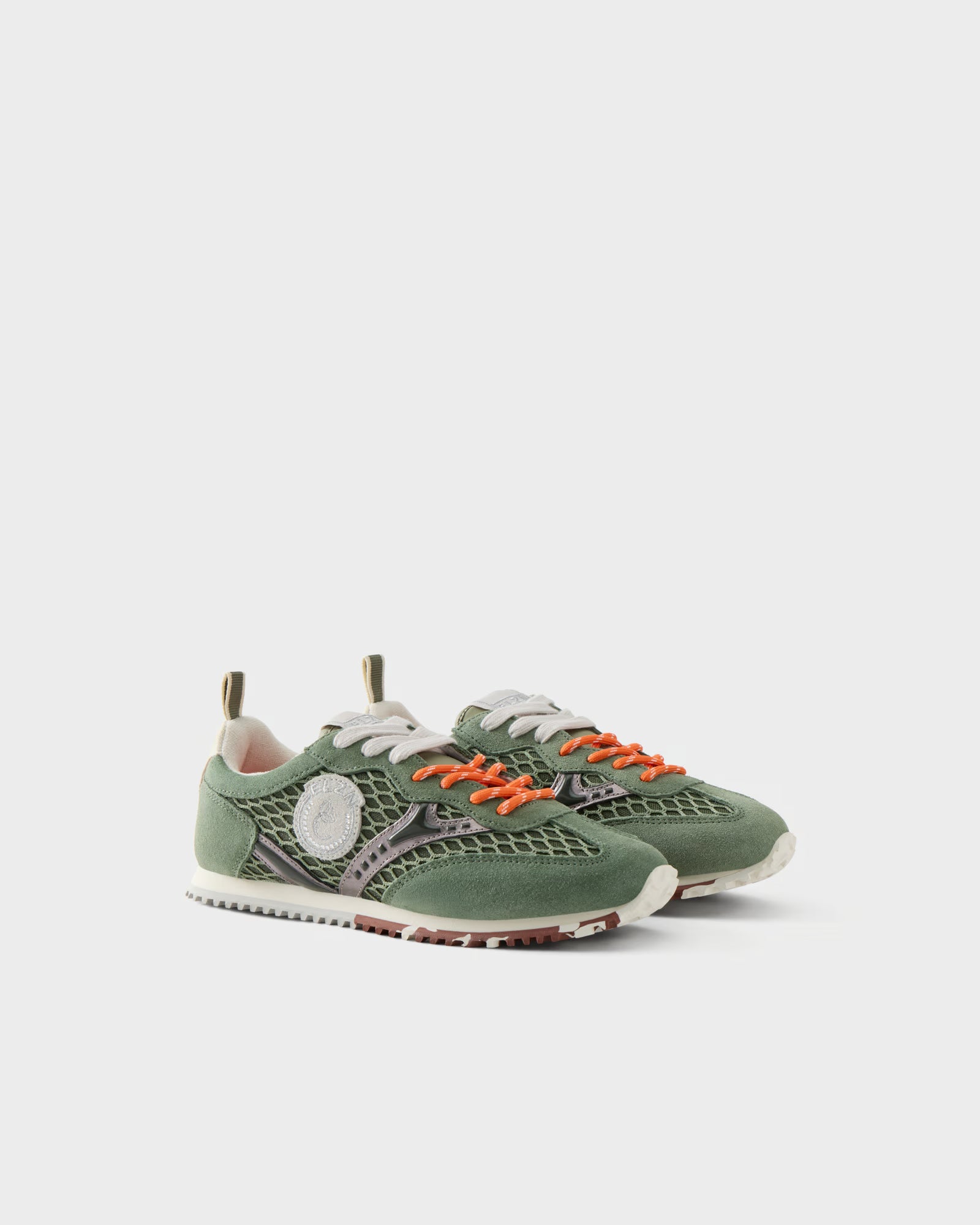 Sneakers in suede e rete traforata